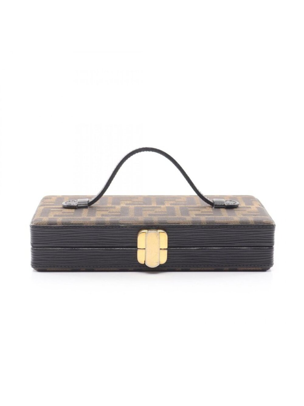 Fendi Handbag Zucca Brown Canvas Leather Mini Vanity Bag
